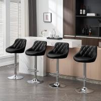 Taburete de Bar de Terciopelo Altura Ajustable, Giratorio, Poltrona de Cocina, Diseño Gris Oscuro - details 51