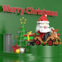 Bloques de construcción de carrito de alce de Papá Noel para niños, modelo creativo, Juguetes DIY, regalos de vacaciones, decoración - details 1