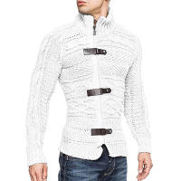 Suéter de cuello alto para hombre, chaqueta de punto de manga larga con botones, ropa de talla grande, otoño e invierno, 2024 - details 1