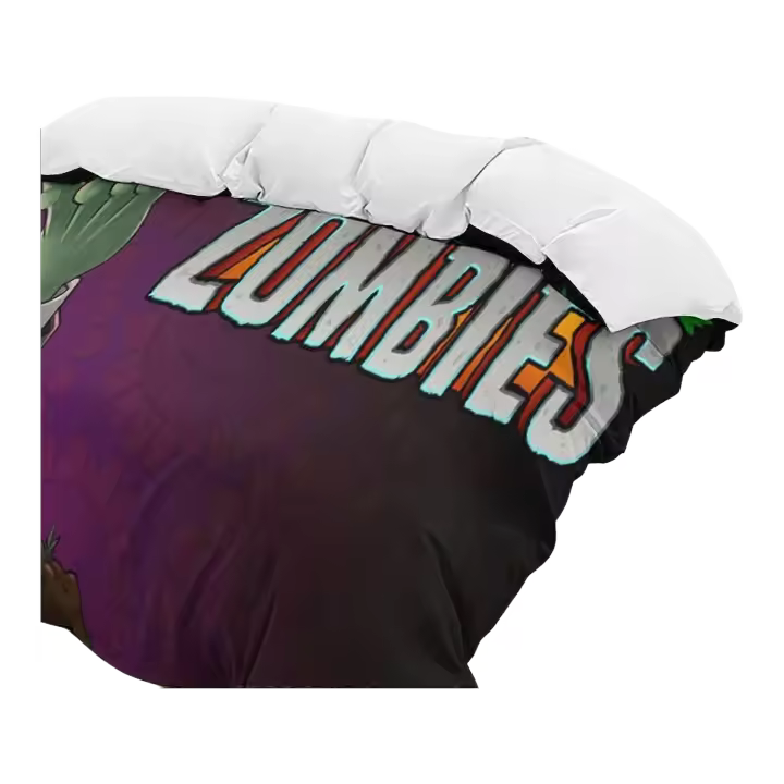 Juego de Ropa de Cama Suave y Gruesa Plants Vs Zombies Dulces Sueños Todas las Temporadas con 2 Fundas y 1 Almohada - 1