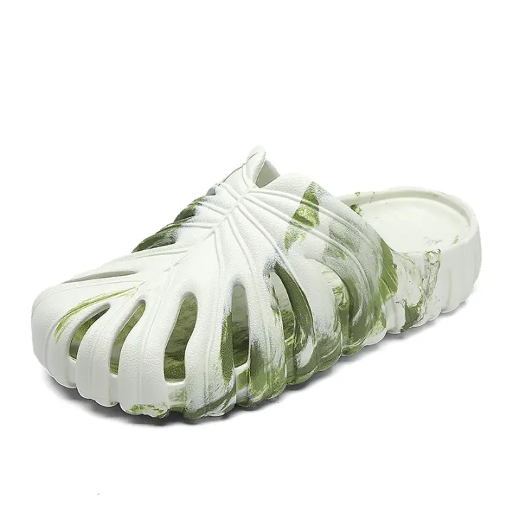 Verano pisando zapatillas de mierda hombres y mujeres desgaste del hogar zapatillas frescas de suela gruesa de bambú tortuga agujero trasero zapatos - 1