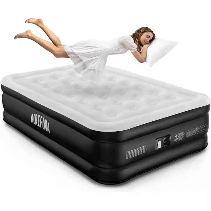 Colchon Hinchable con Bomba Eléctrica Incorporada, Colchón Hinchable Matrimonio en 3 Minutos, Superficie Acolchada Cama Hinchable, Cama de Aire Portátil para Casa Camping 137 x 190 x 46cm - 1