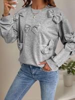 Sudadera de Moda Harajuku para Mujer Cuello Redondo, Ajuste Suelto, Algodón Gris - details 2