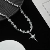Collar cruzado de perlas de imitación de Hip Hop para hombres y mujeres, cadena de acero de titanio de tendencia, colgante Kpop, joyería, accesorios Unisex - details 7
