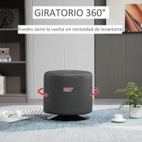 Otomano Giratorio Moderno de Estilo Tejido de Piel Sintética Rojo Ideal para Dormitorio Entrada Salón Tamaño Ø45,5x44,5 cm - details 12