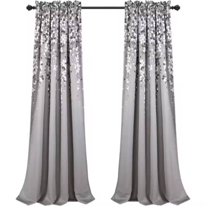Cortinas Florales Encantadoras 52 pulgadas de Ancho x 84 pulgadas de Largo Cabecera de 2 Pulgadas - 1