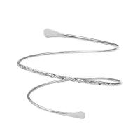Pulsera superior con forma de espiral de remolino de bobina de Metal, brazalete de brazo Simple a la moda, brazalete ajustable para mujer y niña - details 4