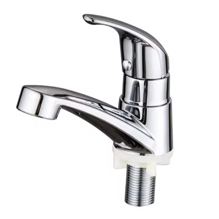 Grifo de lavabo frío de aleación de Zinc, grifos montados en cubierta con orificio de una sola manija, grifo de agua para fregadero de baño y cocina - 1