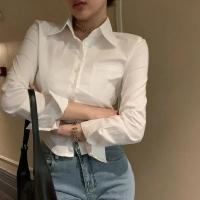 2025 camisas coreanas elegantes para mujer, ropa de calle a la moda, blusa ajustada para mujer, Tops cortos sexys informales de oficina Y2K para primavera, novedad - details 3