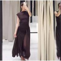 Vestido de noche largo elegante OUWU Fashion Mesh Patchwork Midi con mangas onduladas - details 13