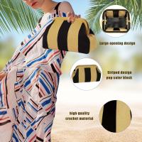 Bolso de mano de playa a rayas de ganchillo para mujer, bolso plisado de dumpling, color bloqueado, Verano - details 9