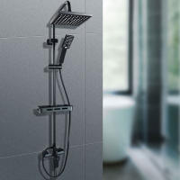 Traje de ducha de baño negro, sistema de ducha de bañera colgante de pared, traje de ducha presurizada de agua de lluvia, juego - details 6