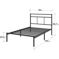 Elias 135x190 cm - Somier de Metal con cabecero - Altura 30 cm - Cama con somier de láminas de Metal - Fácil Montaje - Espacio de Almacenamiento Debajo de la Cama - Diseño Moderno - Negro - details 11