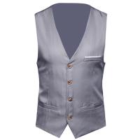 Chaleco clásico Formal de negocios para hombre, traje de Color sólido, de un solo pecho, talla grande, novedad de 2020 - details 3