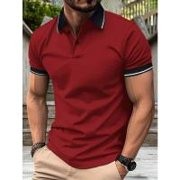 Verano nueva camiseta de los hombres Casual botón de manga corta Jacquard cuello Polo camisa de solapa de negocios. - details 8