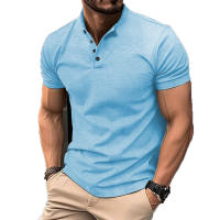 Polo de manga corta para hombre, camiseta informal de talla grande Henley con cuello, color beige, rojo, verde, 2xl - details 5