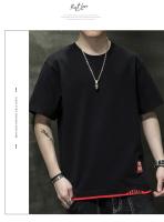 Camiseta de manga corta de estilo coreano para hombre, novedad de verano, camiseta informal holgada versátil con bloques de color, camiseta transpirable con cuello redondo - details 10