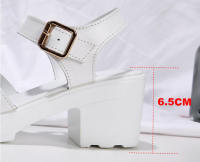 Sandalias de tacón de cuero para mujer, 6,5 cm - details 1