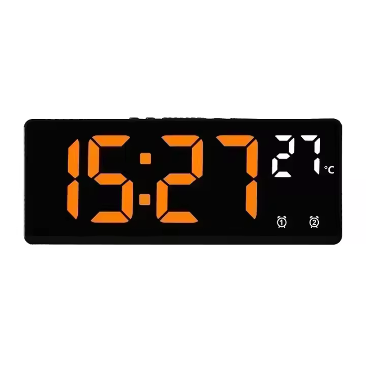 Reloj despertador digital con control por voz, alarma dual de temperatura, repetición, reloj de mesa de escritorio, modo nocturno, reloj LED de 12/24H, reloj de escritorio - 1