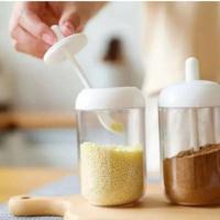 Tarro redondo con tapa, cuchara, botella, tarro sellado para condimentos, organizador de cocina - details 2