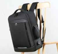 Portátil expandible para hombres, bolso negro impermeable para portátil, 16 17 pulgadas, mochila de negocios multimovimiento - details 20