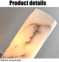 Lámpara de pared de mármol Natural de lujo para decoración del hogar, candelabro de 15,7 "para mesita de noche, sala de estar, dormitorio, pasillo, accesorios de iluminación, E27 - details 14
