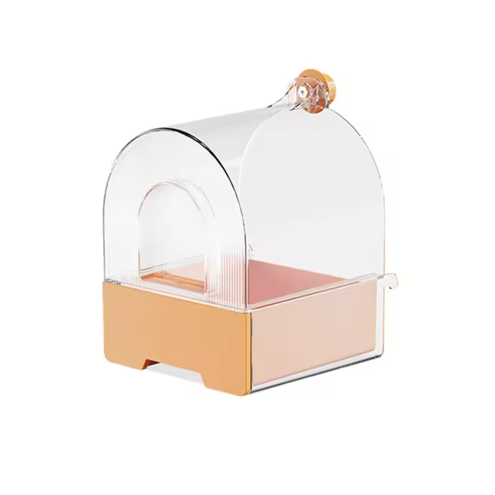 Cajón de bañera colgante transparente para loros, diseño a prueba de salpicaduras, jaula de baño para pájaros, montado en la pared, caja de ducha grande para pájaros, periquitos - 1