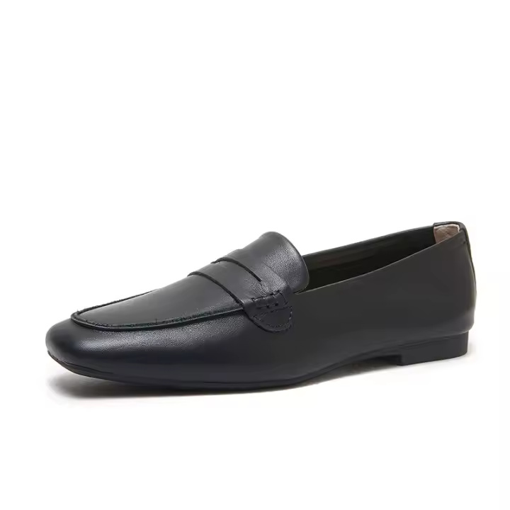 Zapatos de mujer de piel auténtica, nuevos mocasines con punta cuadrada, suela blanda, de piel suave, negros, versátiles, para el trabajo diario, zapatos de mujer - 1