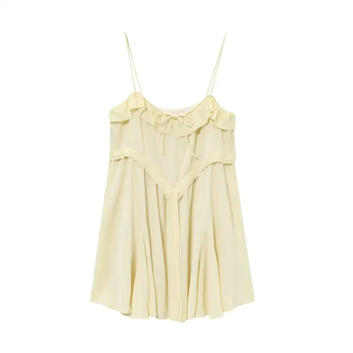 PB & ZA-Vestido corto decorativo en capas, novedad de verano, Vestido corto holgado con tirantes sencillos para mujer - 1