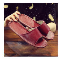 Casa antideslizante fondo suave salón de belleza piso de madera interior color sólido zapatillas de cuero para hombres y mujeres - details 43