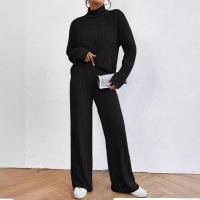 Conjuntos de dos piezas a la moda para mujer, tops y pantalones informales con cuello alto para mujer - details 5