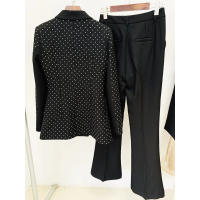 Traje de pantalón de talla grande, conjunto de dos piezas para mujeres, chaqueta de oficina delgada con botones únicos y pantalo - details 3