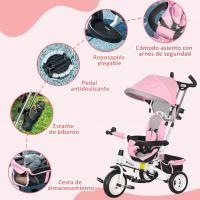 Triciclo para Bebés 6 en 1 Evolutivo con Toldo Plegable, Mango de Empuje, Cinturón de Seguridad, Cesto de Carga 25kg Deportes y Aire Libre - details 5