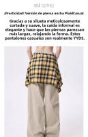 Pantalones casuales para mujeres, diseño de dobladillo a cuadros de otoño, pantalones sueltos de pierna recta - details 1