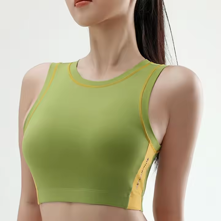 Sujetador de Cuello Redondo para Mujer Ropa Interior de Yoga con Bloqueo de Color - 1