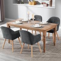 Silla de Comedor Estilo Vintage Juego de 1, Silla Cocina, Silla Nordica con Respaldo y Reposabrazos, Tela Pana, Estructura de Madera, Sillas para Tocador, Escritorio, Crema, EZS26cm-1 - details 73