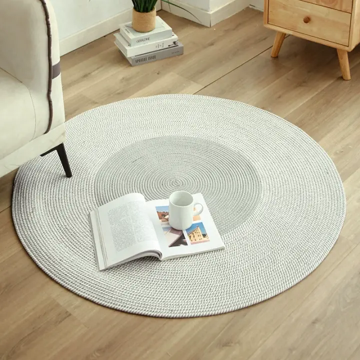 Alfombra redonda para salón, fibra de yute, tejida a mano, adecuada para salón, habitación, decoración con flecos, alfombra de algodón y lino para balcón, alfombra redonda para suelo, dormitorio estilo japonés - 1