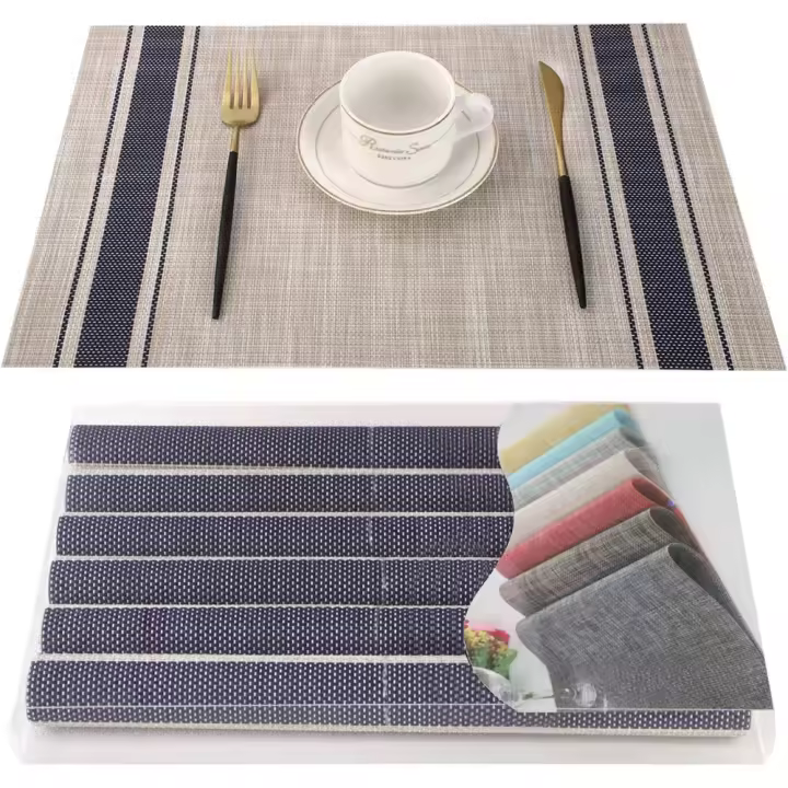 Manteles Individuales de Mesa Lavable Antimanchas Antideslizante Resistente Al Calor PVC Vinilo Salvamanteles Individuales - 1
