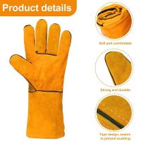 Soft Welding Gloves Anti-scalding Heat Resistant Gardening Safety Gloves Durable Protective Leather Working Gloves Farms - details 1