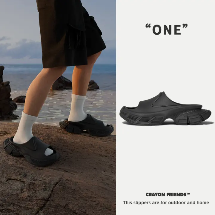 Zapatillas de papá de suela gruesa nueva ropa exterior de verano marca de moda zapatillas frescas resistentes al desgaste al aire libre deportes de una palabra de arrastre - 1