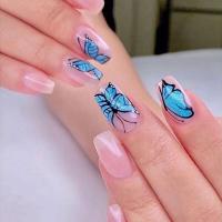 Uñas postizas de cobertura total, elegantes, rosas degradadas, moradas francesas, 24 piezas - details 6