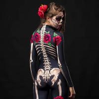 Disfraz de esqueleto de rosa para adultos, vestido de miedo para Halloween, mono sexy para fiesta de carnaval, mamelucos para mujer, Día de los muertos - details 5
