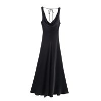PB & ZA2025satin textura sin mangas con cordones espalda descubierta temperamento vestido suelto falda larga novedad de verano ropa de mujer - details 1