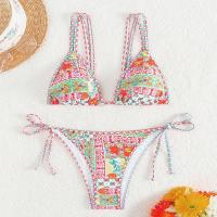 Conjunto de Bikini con estampado Floral para mujer, traje de baño con hebilla de corte alto en la espalda, 2 piezas - details 1