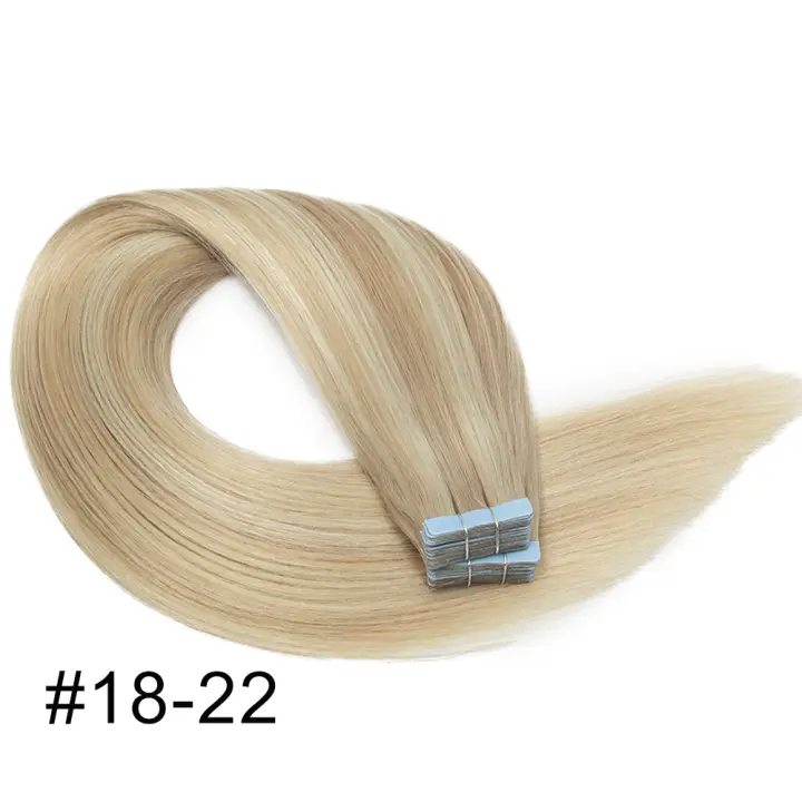 Extensiones de Cabello Humano Remy de Alta Calidad 24 pulgadas, Destacado Natural, Suave, Invisible en la Piel, Teñible, Color Ombre - 1