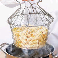 1 Uds. Cesta para freír plegable de acero inoxidable, cesta para cocinar, nueva cesta para freír telescópica, cesta de cocina multifuncional - details 1