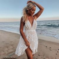 Vestido de encaje para mujer Vestido sin espalda con cuello en V - details 1