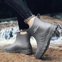 Botas de lluvia para hombre, botas desnudas a la moda, zapatos antideslizantes para trabajo de Chef, zapatos de pesca de goma impermeables y duraderos, zapatillas de deporte para hombre 2023 - details 16