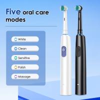 Cepillo de dientes eléctrico giratorio recargable para adultos, limpiador de dientes blanqueador giratorio con 4 cabezales de repuesto - details 3
