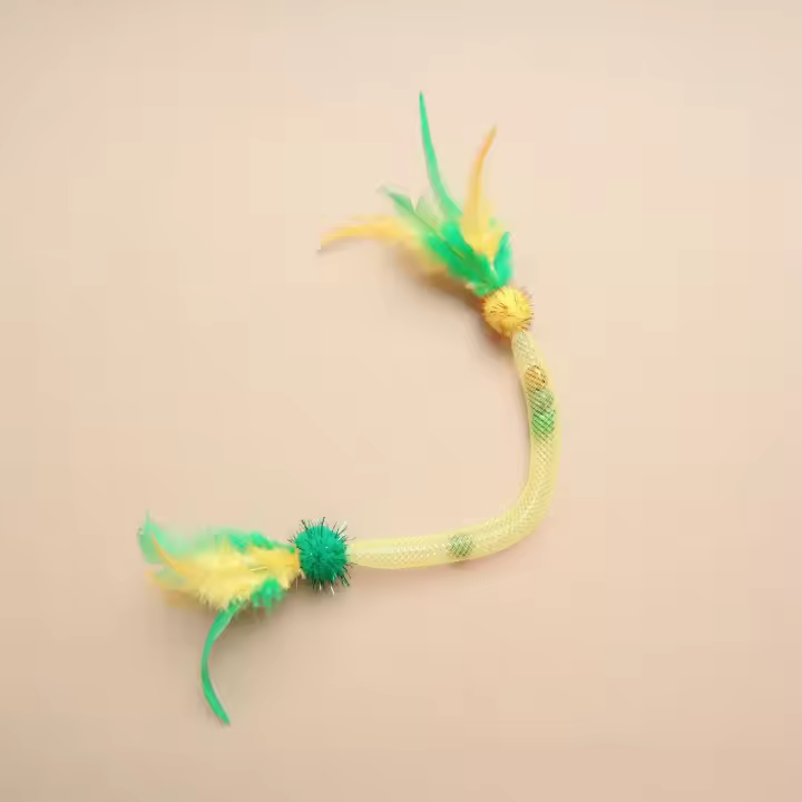 Bastón de Advertencia de Gato con Red Elástica y Bolas de Menta Juguete de Plumas Interactivo para Gatitos Suministros de Mascotas Diversiones - 1